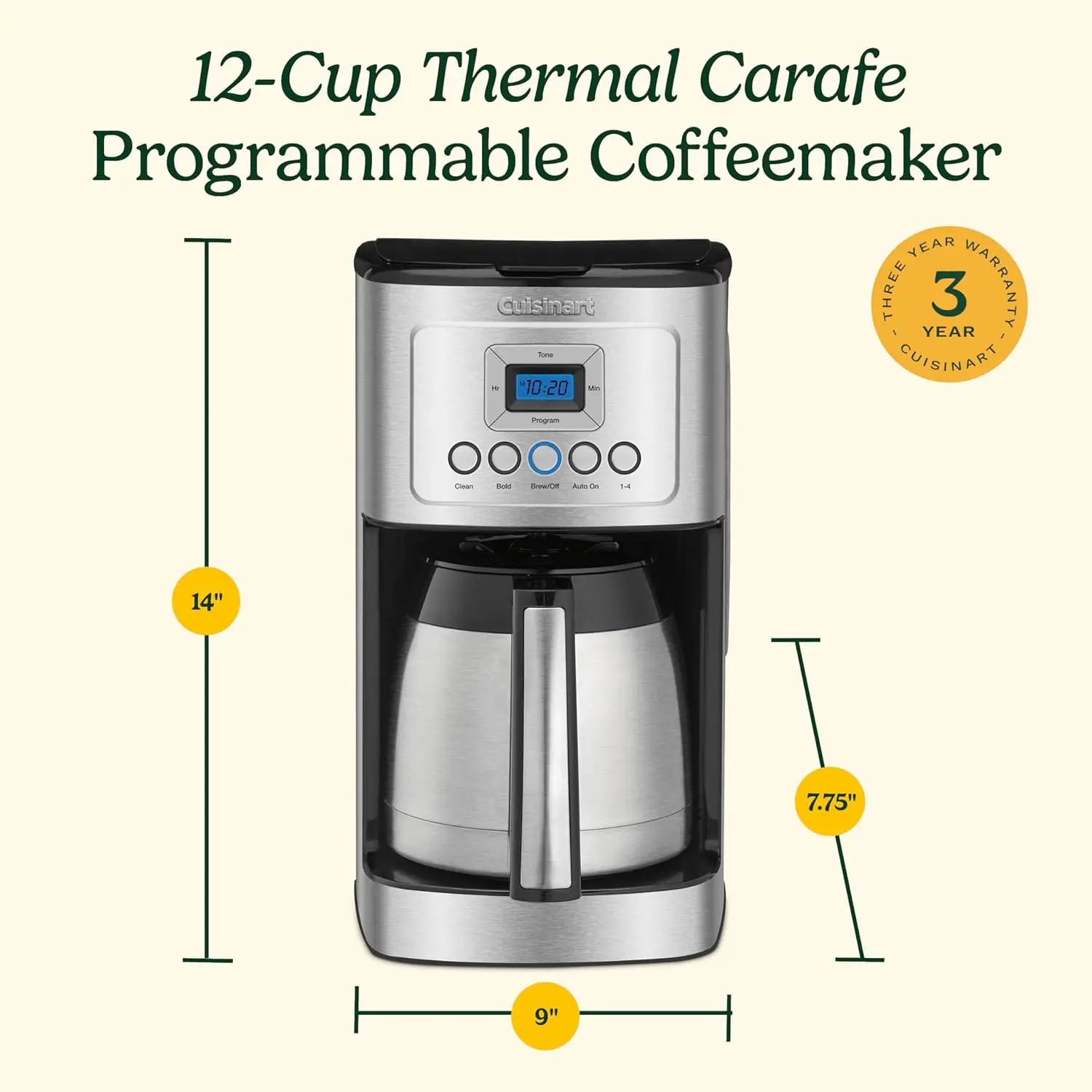 Stainless Steel Coffee Maker, 12-Cup Thermal, Silver 6