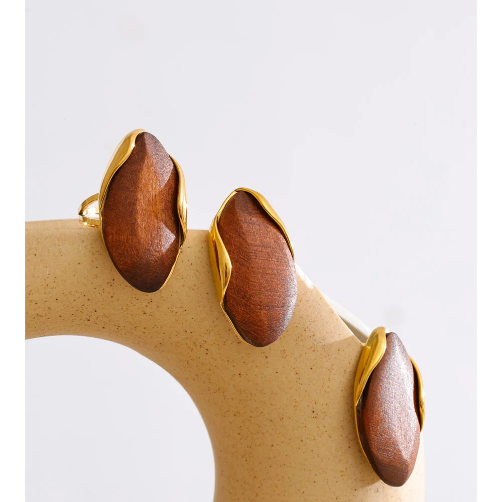 Yhpup Geometric Stud Earrings Ring Set