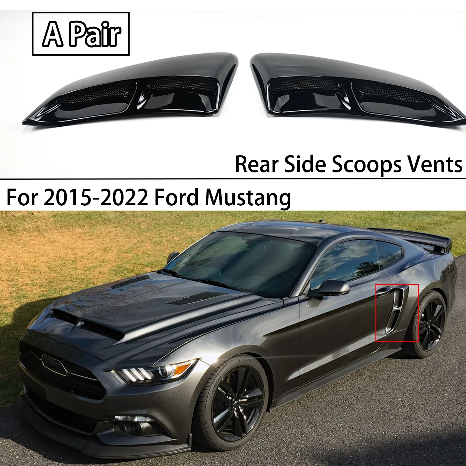 Per 2016-2023 Ford Mustang Side Scoops Vents Freno Posteriore Fender Penal Flare Frame Cover Air Outlet Trim Accessori Esterni