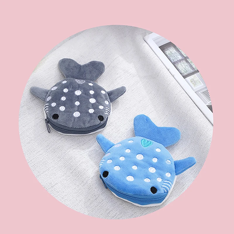 

1pc Cartoon Children's Shark Wallet Zipper Bag Data Cable Bag Children's Pendant Decoration Small Gift