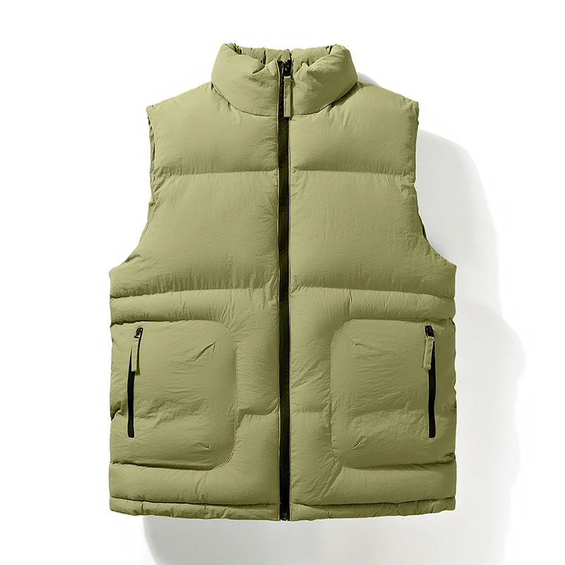 New Men'S Autumn And Winter Fashion Sports Leisure Down Cotton Vest Youth Trend Versatile Standing Collar Warm Waistcoat Coat