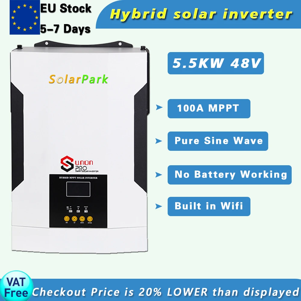 5500W 48VDC 100A MPPT hybrid inverter rated power 5500va Off Grid PV input:  120-500vdc 6000W w/o battery work - AliExpress