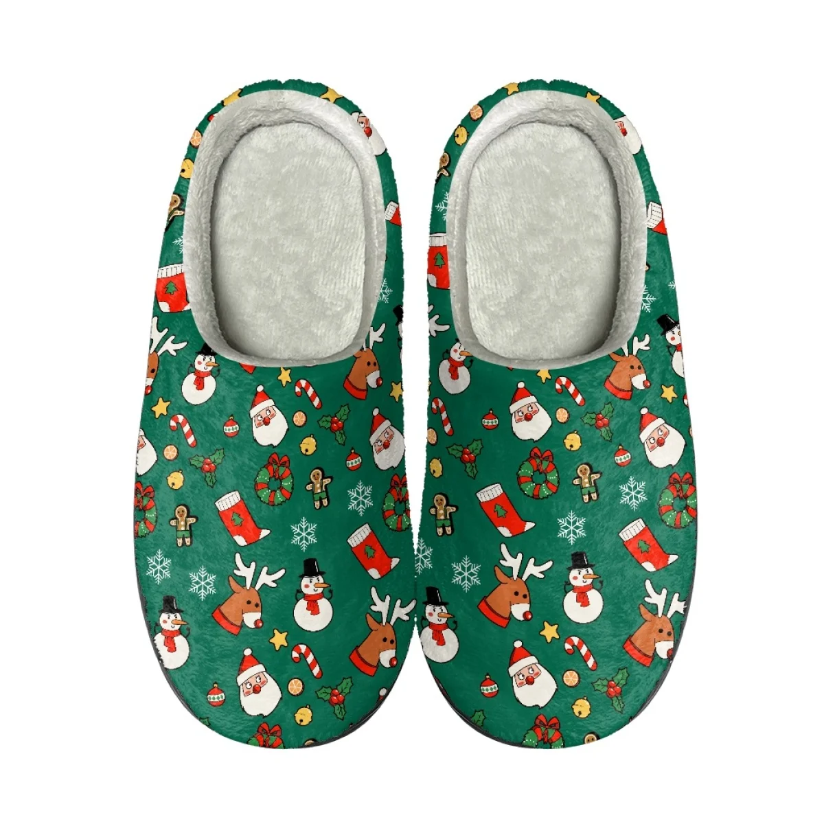 Christmas Gift Santa Elk Flower Bell Pattern Unisex Winter Cotton Slippers Lightweight Breathable Shoes Keep Warm Home Slippers