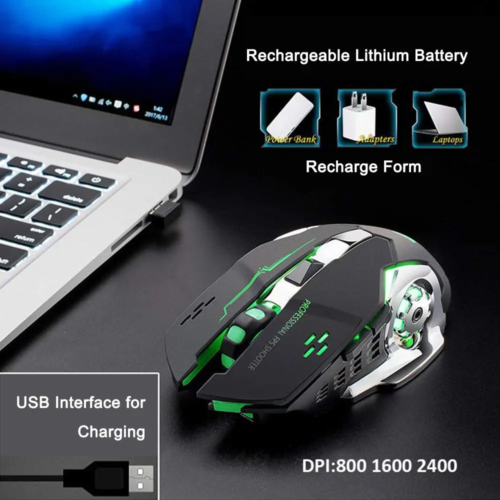 Gaming Mouse Wireless Rechargeable Optical Mice Silent Click DPI Adjustable Nano Receiver Ergonomic for PC Computer Windows Mac wireless mouse gaming mouse wireless gaming mouse ergonomic mouse wireless optical mouse