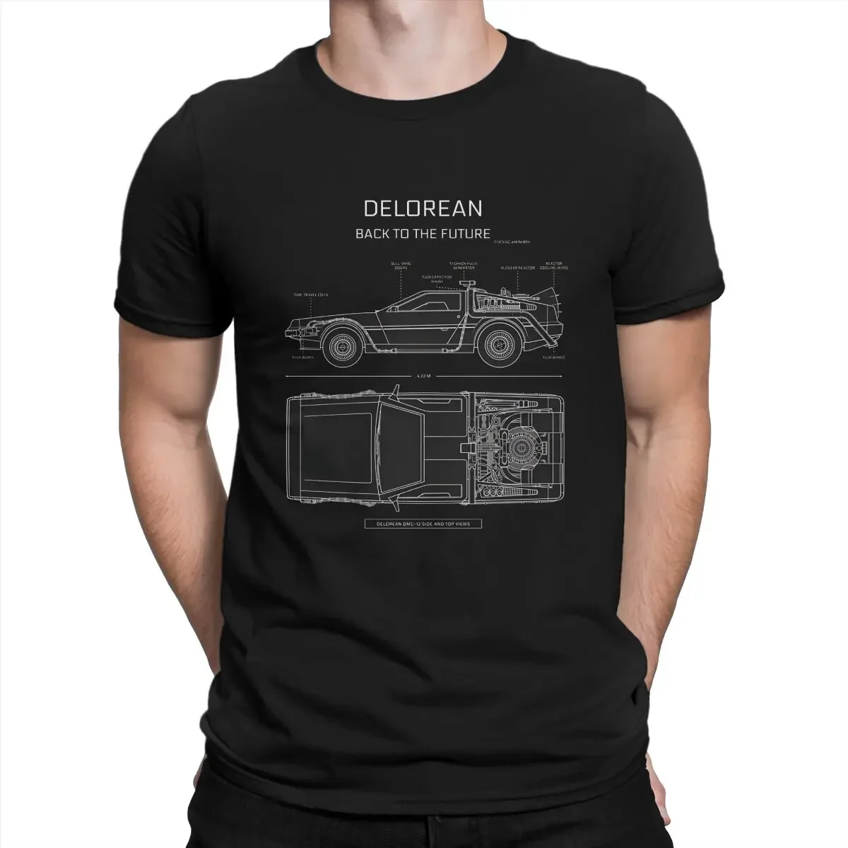

Pure Cotton Tops Crazy Short Sleeve Round Collar Tee Shirt 6XL T-Shirt Men's Delorean Time Machine T Shirts Back To The Future