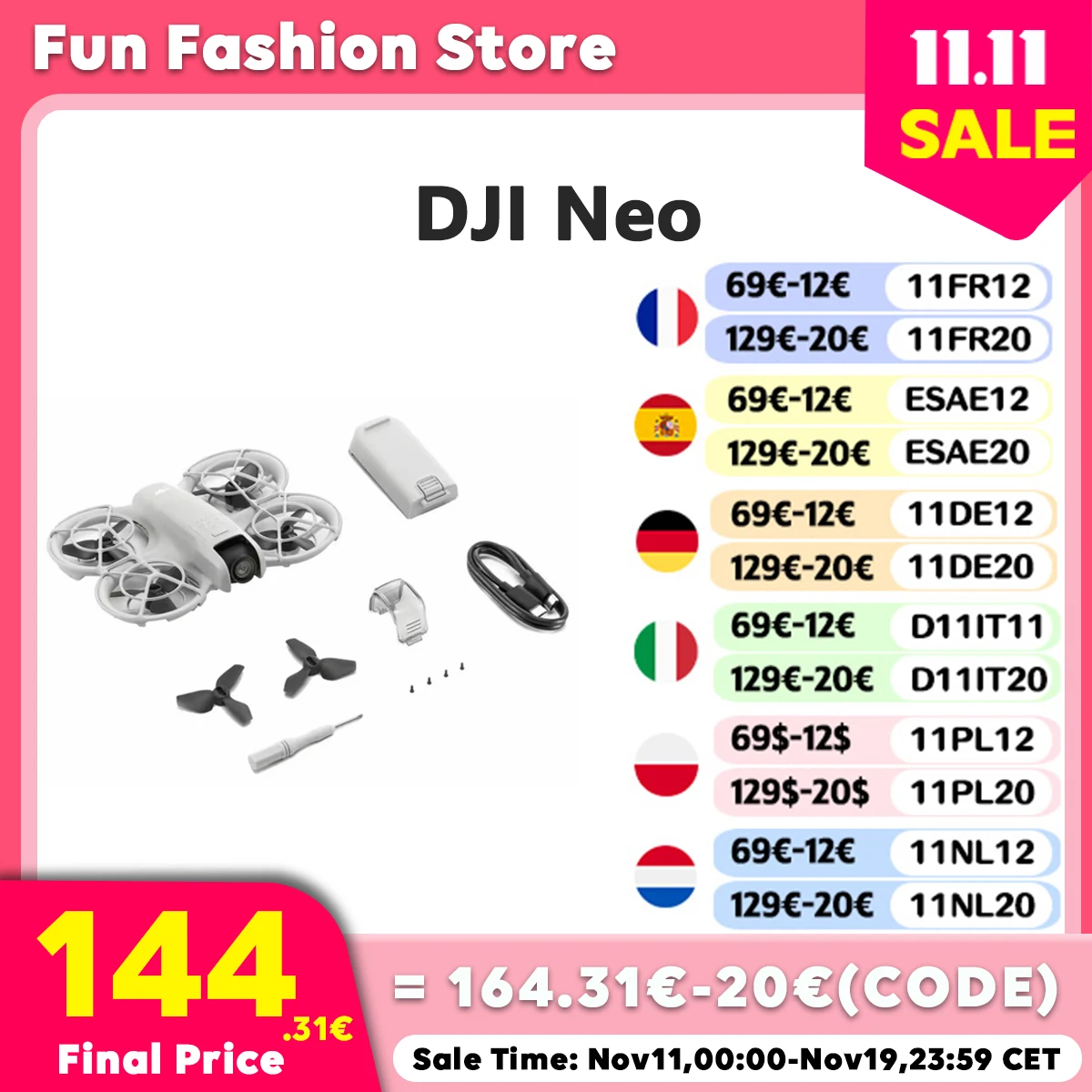 Dron DJI NEO z EU za $174.14 / ~652zł Dron DJI NEO z EU za $174.14 / ~652zł