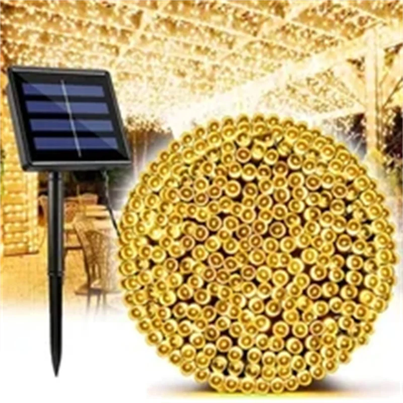 Solar-Powered LED Starry String Lights - 8-Mode Outdoor Waterproof Decorative Lighting