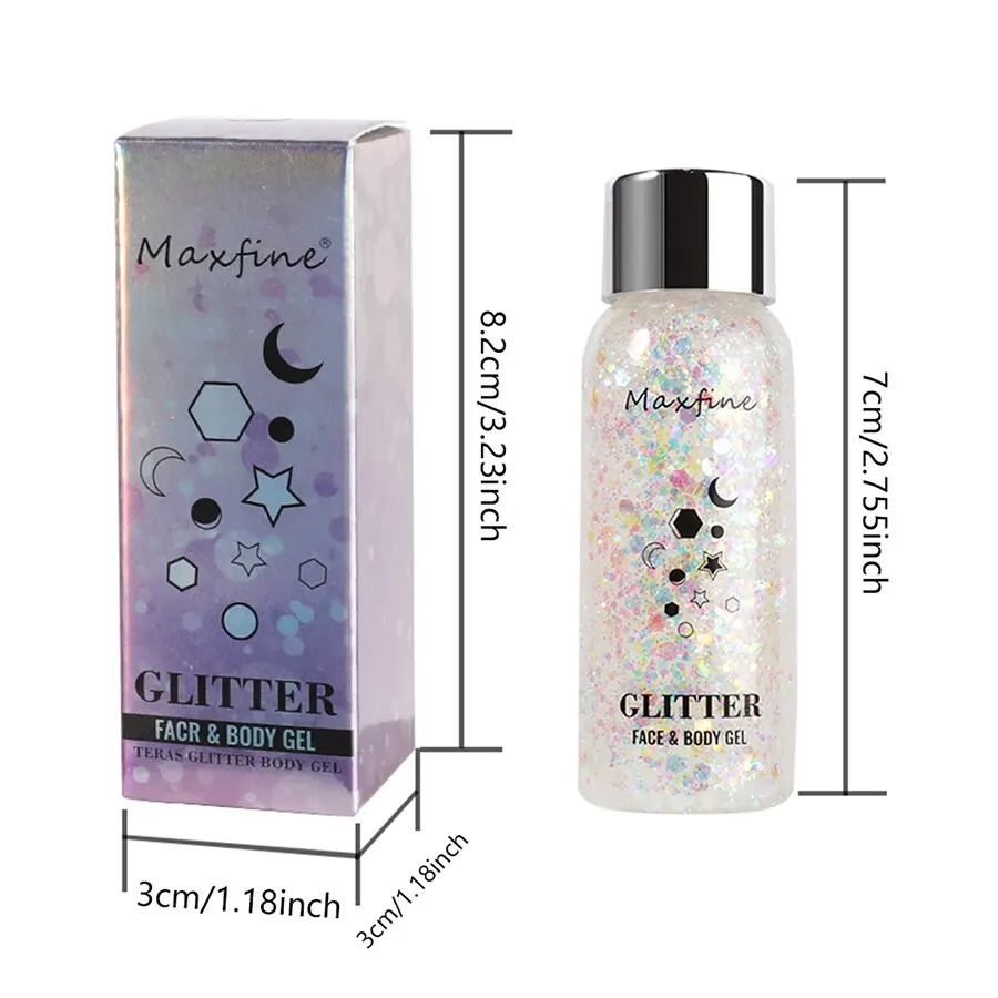 Full Body Gel Sequins Dazzle Color Dress Eye And Hair Highlights Long Term Powder Is Not Easy To Take Off Makeup Flowers 5