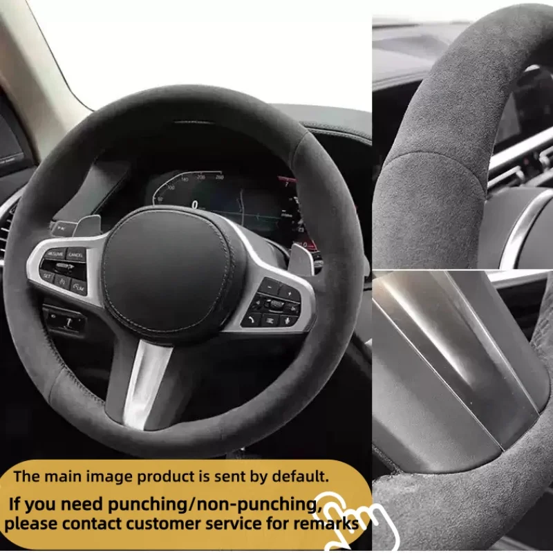 Coprivolante per auto cucito a mano in pelle scamosciata antiscivolo per Tesla Model 3 2015-2021 Model Y 2019-2021 Accessori interni auto - immagine 2