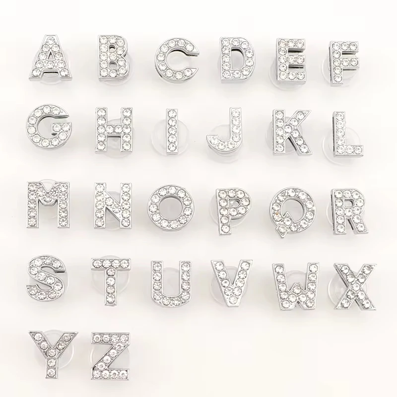 Glitter Rhinestone Letter Crystal Alphabet Shoe Charms And Decorations Designer Garden Shoes Accessories Xmas Party Gifts