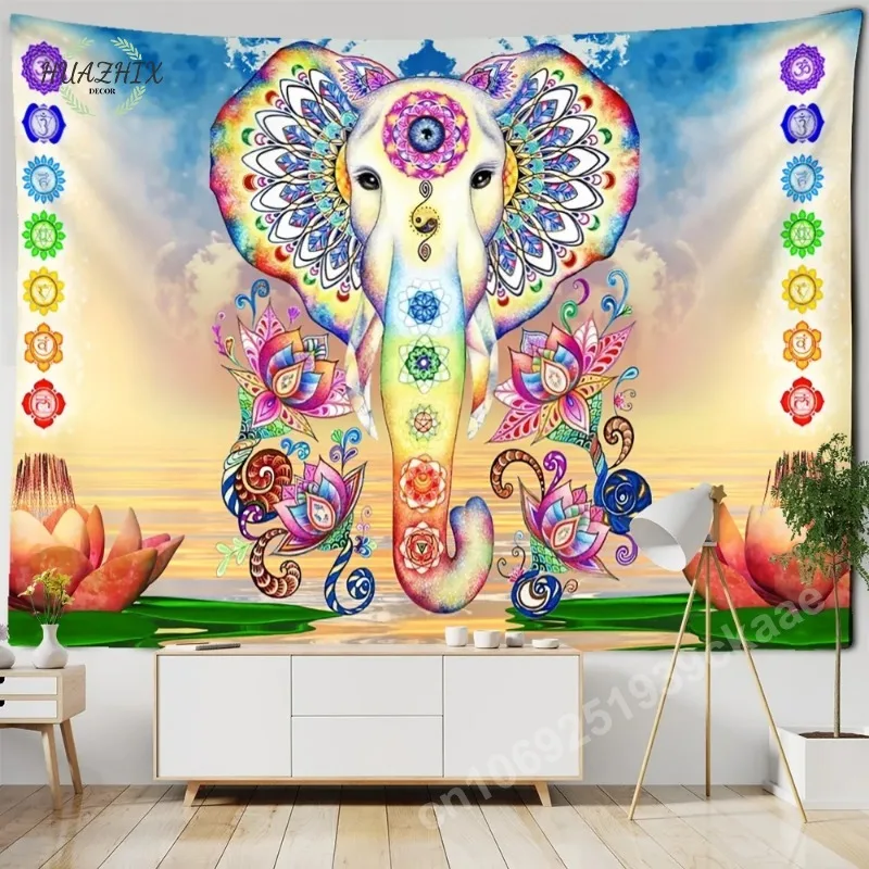 

3D Mural Elephant Tapestry Living Room Wall Hanging Bohemian Hippie Bedroom Background Retro Tapestries Printing Home Decoration