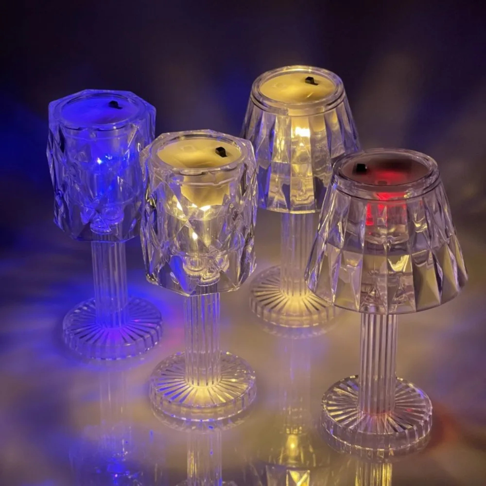 

Crystal Lighting LED Diamond Small Table Lamp Transparent Shell Mini Led Desk Lamp Bedside Night Lamp for Bedroom Sleep Bedside