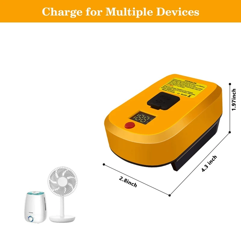 USB C Charger For Dewalt 20V Battery,2 Ports With USB-C Und USB-A,65W Fast Charger PD 3.0 Power Adapter USB Power Supply Durable