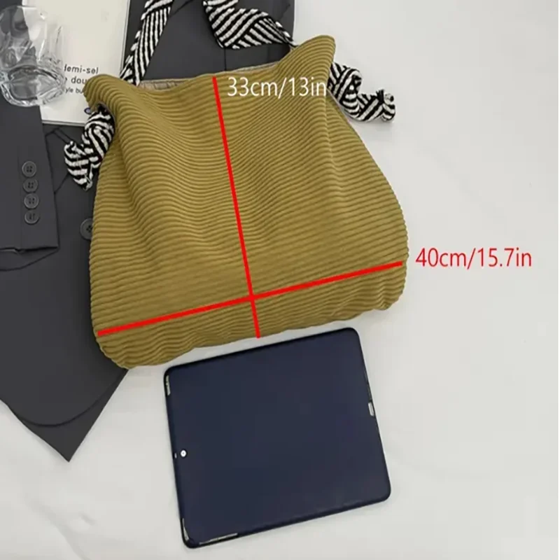 Women's Corduroy Bag Large Capacity Tote Shoulder Bag Female Casual Hobo Bag Commuting Handbag Shopping Bag
