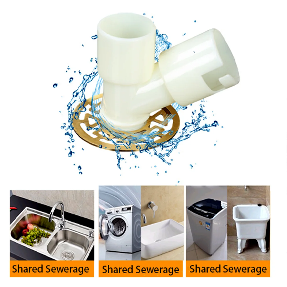 Washing machine down pipe drain joint drain pipe down washing machine floor special joint three-head Elbows
