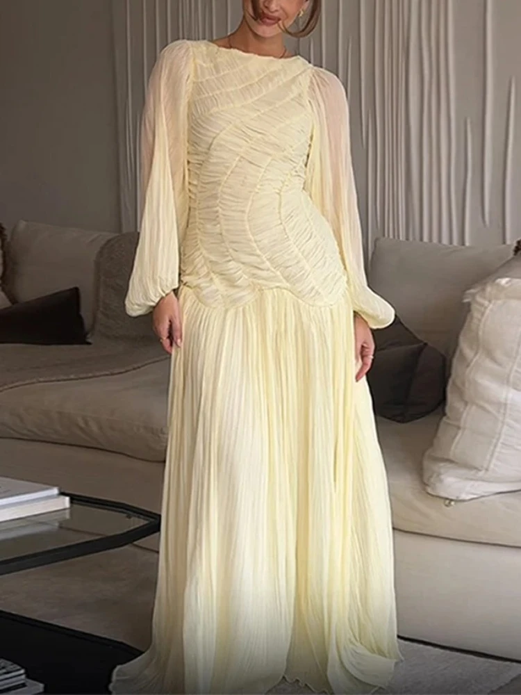 Elegant Party Dress Women Chiffon Pleated Sexy See Through Full Puff Sleeve O-neck Long Dresses 2025 New Chic Female A-line Robe - AliExpress 200000345 Elegant Party Dress Women Chiffon Pleated Sexy See Through Full Puff Sleeve O-neck Long Dresses 2025 New Chic Female A-line Robe - AliExpress 200000345