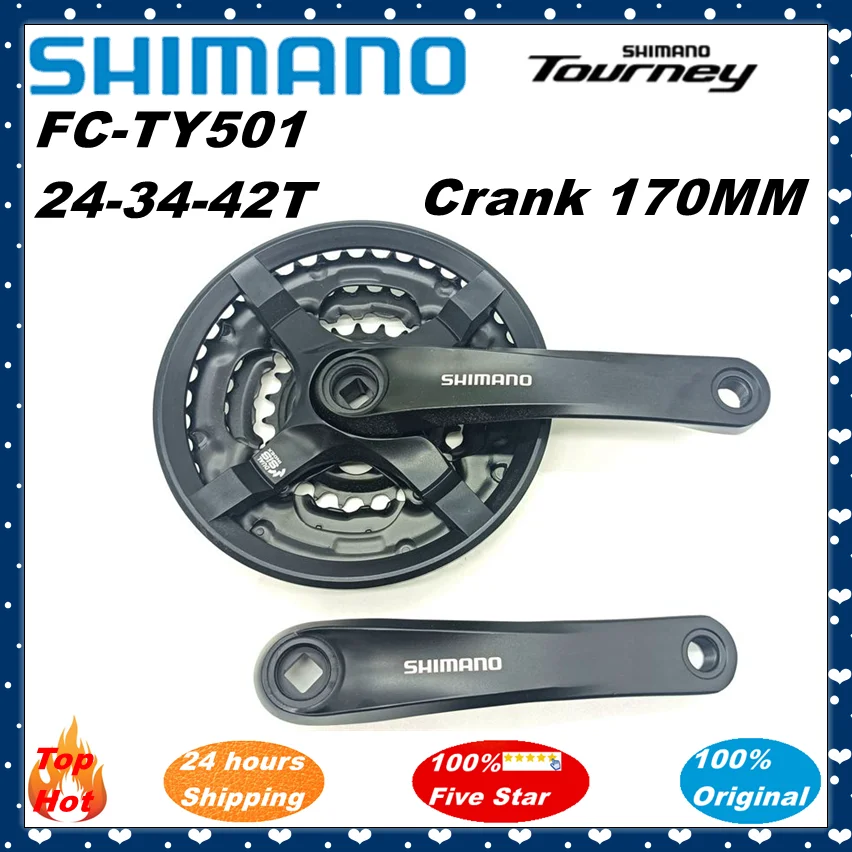 Crankstel 6/7/8 speed Shimano Tourney FC-TY501 48 x 38 x 28T - zwart