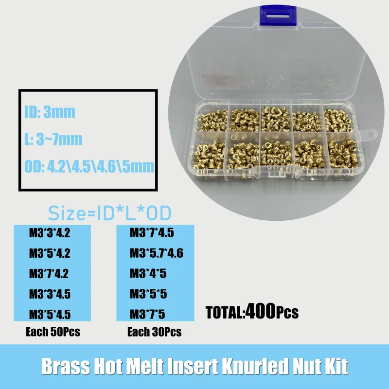 Premium Brass Heat Insert Nut Kit for 3D Printing and Plastic Embedding