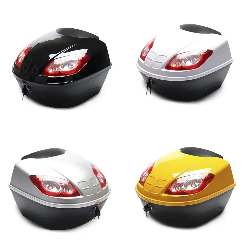 Motorcycle Tail Box Motocycle Tail Box Electric Scooter Trunk Motorcycle Top Hard Case Helmet Storage Case Luggage Reflective Lamp