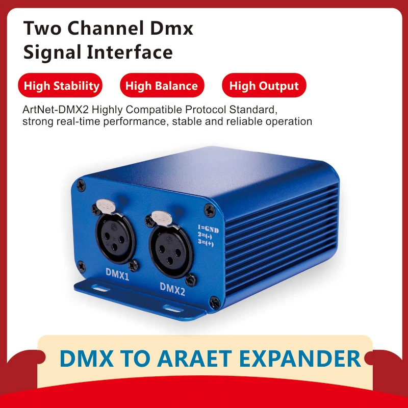 Artnet to DMX Controller DMX Ethernet Lighting Controller Professional Artnet Interface 3 Pin Output Aluminum Housing