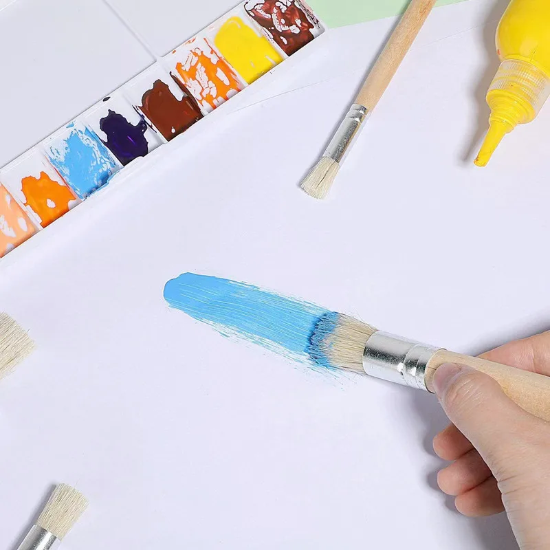 Wooden Handle Bristle Paint Brushes for Watercolor Oil Acrylic Art