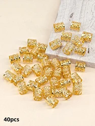 Gold Dreadlock Hair Accessories - Adjustable Braiding Cuffs for Women and Girls (40 Pieces) (Gold)