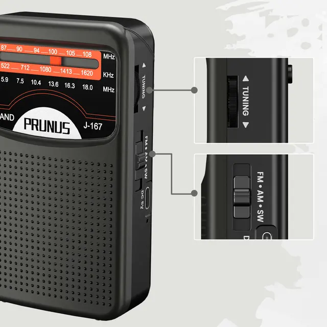 Radio Cassette PRUNUS J-360 Con Bluetooth - AM/FM/SW, Solare E Ricaricabile, Torcia - Foto 10