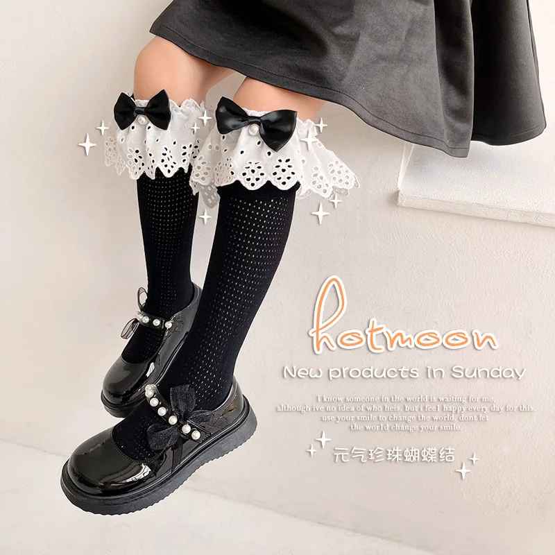 

6 Colors Children Girl Lolita Satin Lace Jacquard Socks.Kid Toddler Princess Bow Socks.Spanish Style Hollow Out Sock Sox 1-15T