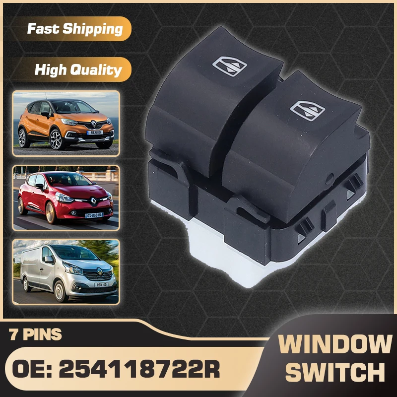 Interruttore Di Comando Alzacristallo Elettrico Per Renault Captur Mk1 Renault Clio Mk4 Renault Trafic Mk3 2012-2024 7 Pin