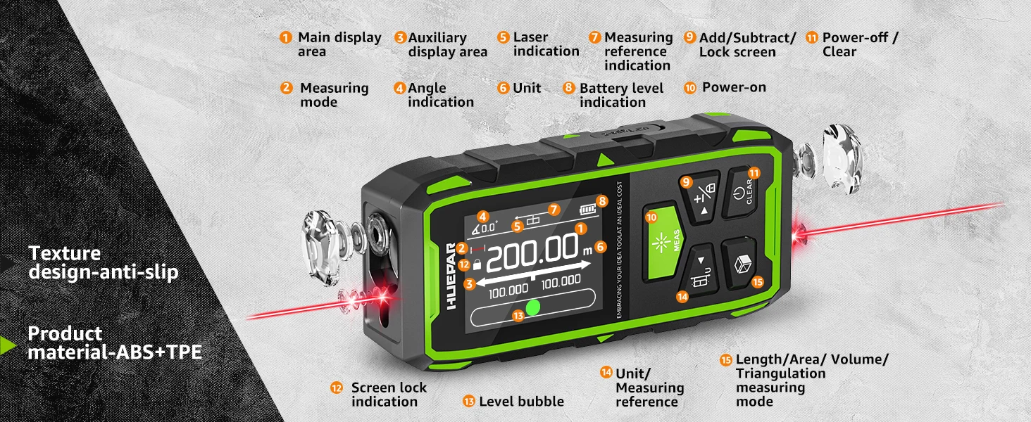 60M/120M/100M/200M Laser Range Finder Dual Laser Meter High Accuracy Laser Dista