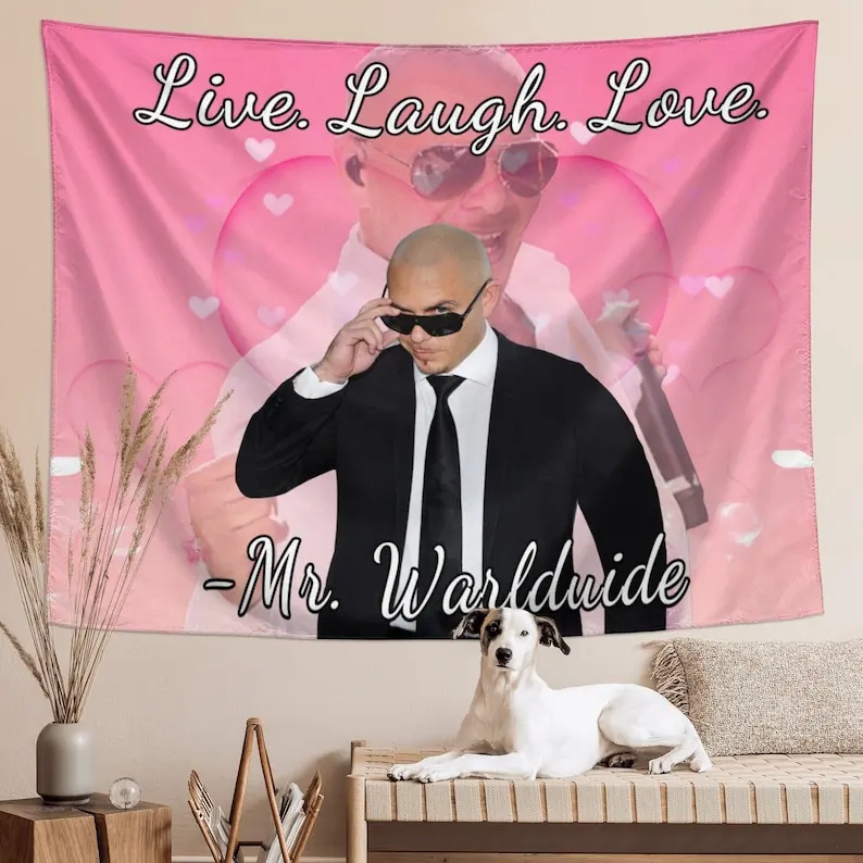 

Mr 305 Worldwide Tapestry Live Laugh Love Tapestry Funny Meme Wall Hanging for Bedroom Dorm Living Room Office