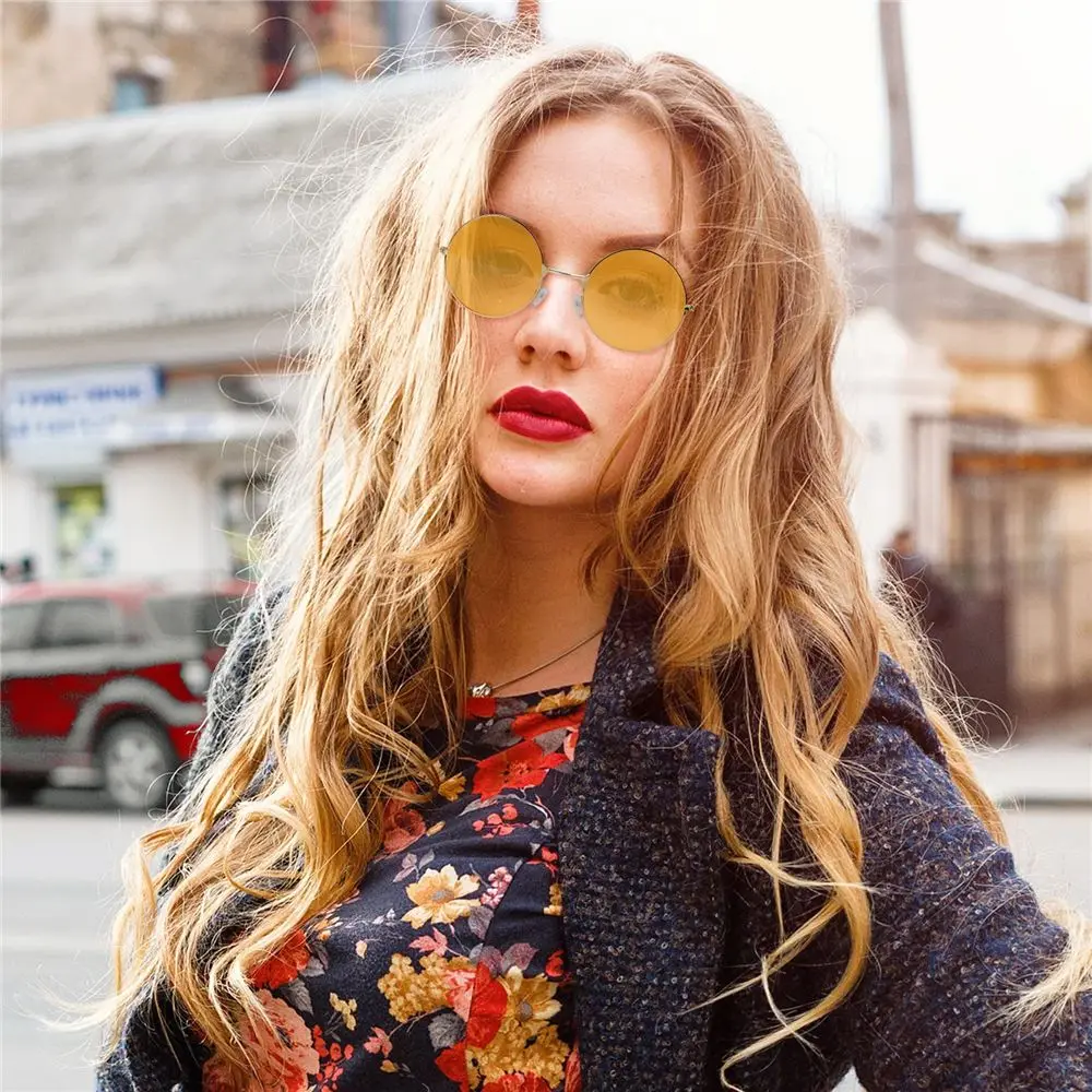 Retro Round Sunglasses Woman Man Party Eyewear Colored Shades Brand Designer Sun Glasses For Male Female Alloy Frame_voghion.com