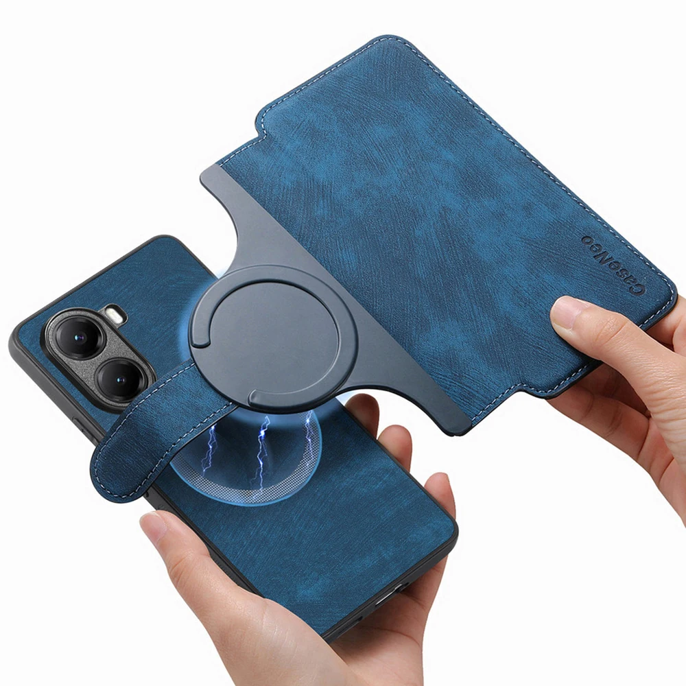 Leather Flip Wallet Case with Magnetic Closure