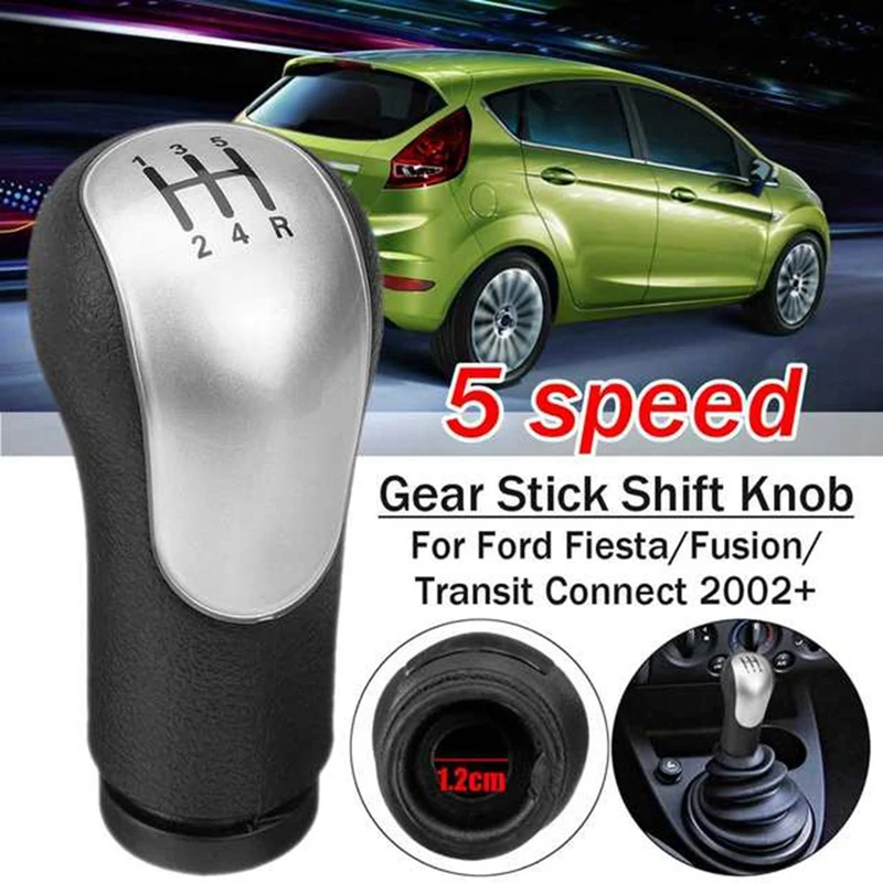 

Silver 5 Speed MT Gear Stick Shift Knob For Ford Fiesta/Fusion/Transit Connect 2002+ 2S6R7217AC 1151765