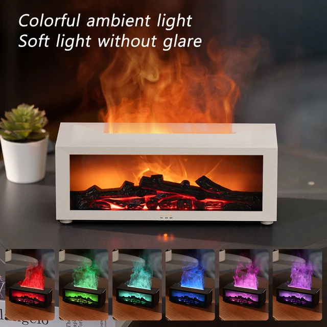 New Retro 3D Fireplace Flame Aromatherapy Machine Remote Control Colorful Flame Air Humidifier Household Aroma Diffuser 2