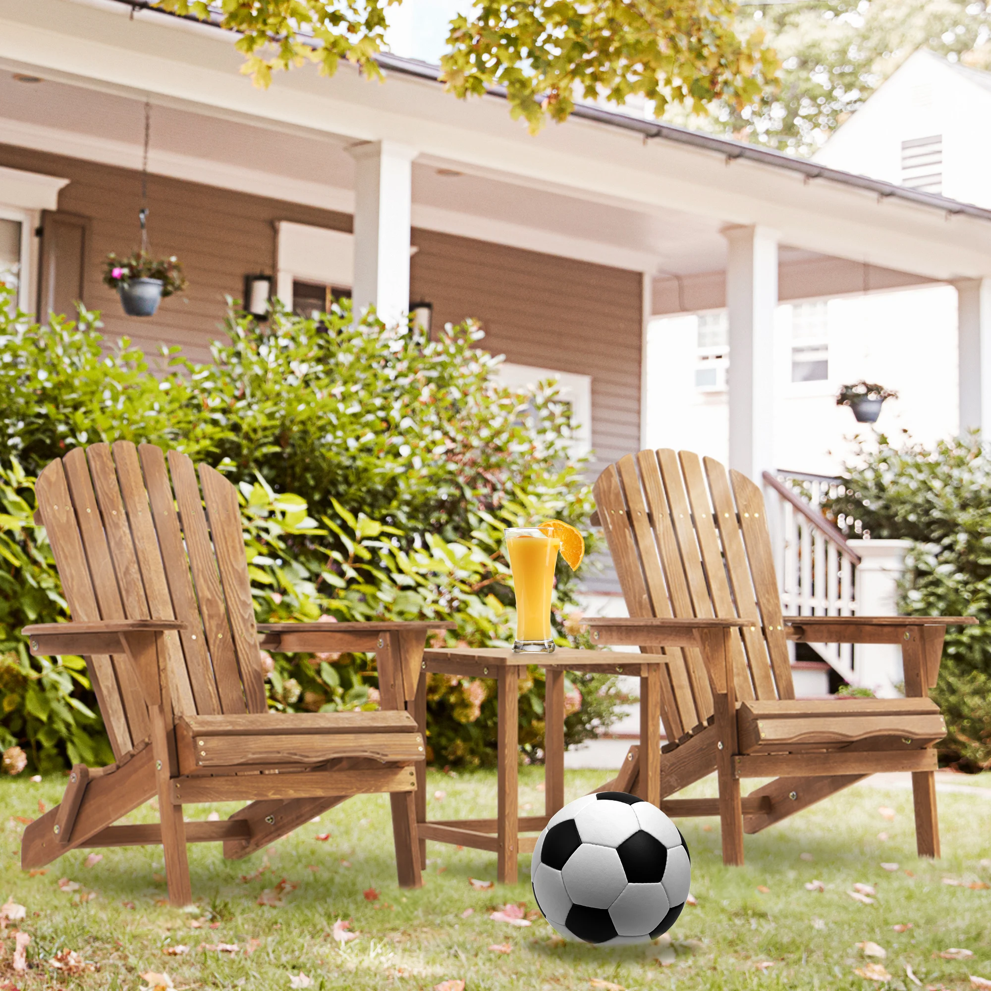 

Wood Lounge Patio Chair for Garden Outdoor Wooden Folding Adirondack Chair Set of 2 Solid Cedar Wood Lounge Patio Chair