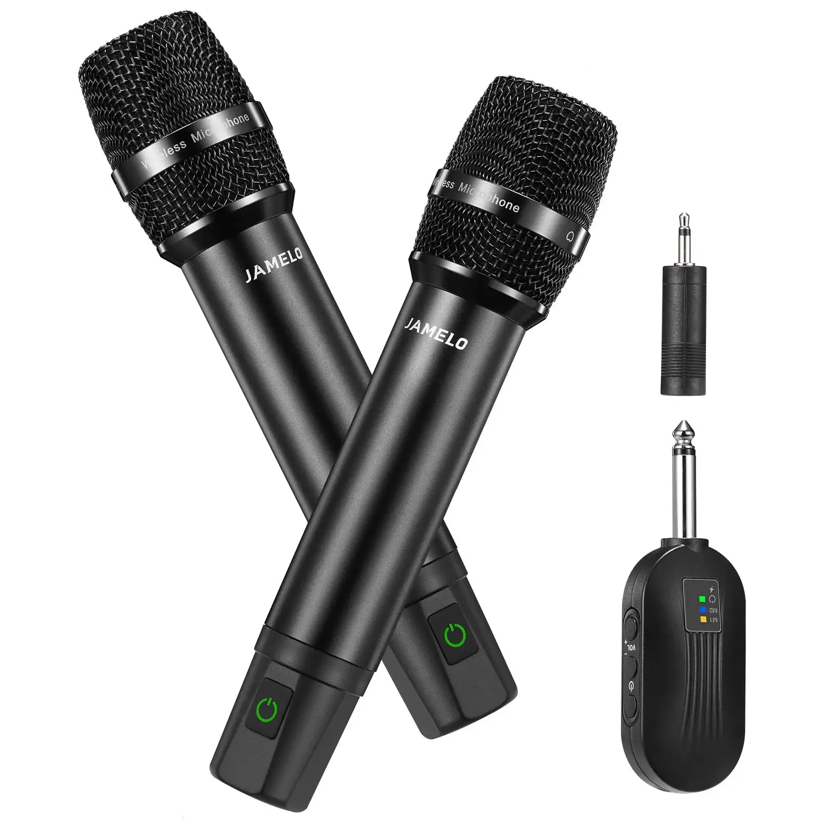 Jamelo Dynamic Mic for Church Singing Wedding Party Dj 2.4 Ghz Dual Metal Handheld Cordless Dynamic Karaoke Microphone