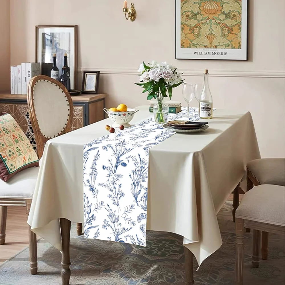 Runner Da Tavolo 40x180 Cm - Motivo Fiori Selvatici Primaverili - Decorazione Cucina E Sala Da Pranzo - Lavabile - Foto 3