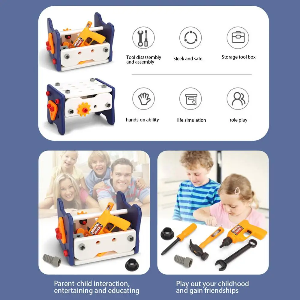 40/41stk Pretend Tools Kit Kids Play Repair Tool Set Simulation Plastic Construction Toys with Screwdrivers for Toddler Boy Girl 5