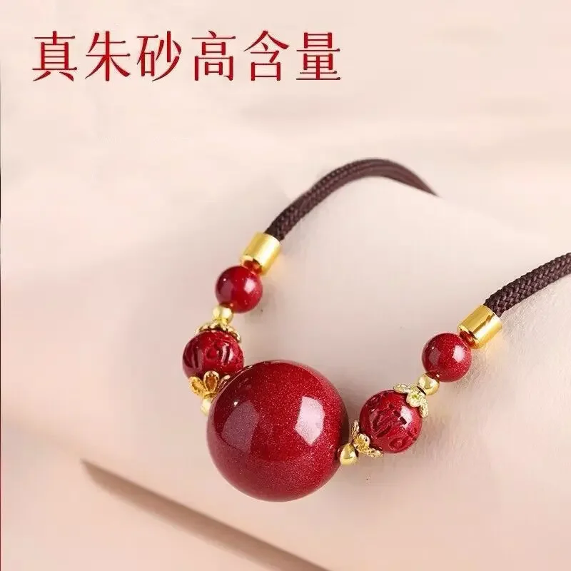 

Mencheese Cinnabar Pendant Lucky Beads Ladies Clavicle Chain Birth Year Purple Gold Sand Colorfast round Beads Fashion Pendant