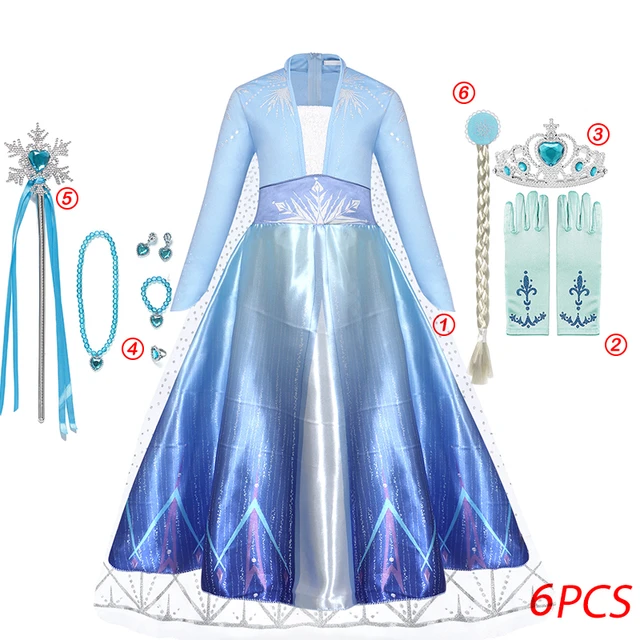 Costume de la reine des neiges Disney pour filles, Robe de princesse Elsa  et Anna pour