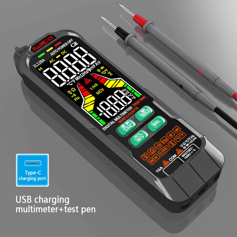 Profesional Digitális smare multimeter 9999 counts T-RMS Váltóáram Egyenáram curren feszültség detektor Kapacitás Korában automat Jelentőség multimeter