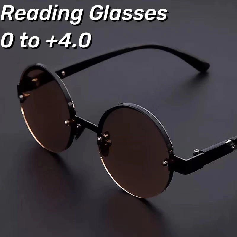 

Anti-Blue Light Diopter Eyewear Round Frame Retro High-definition Crystal Reading Glass Anti-fatigue Presbyopia Eyeglasses