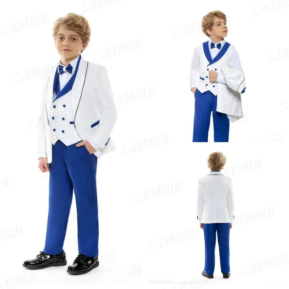 Fashion Four Pieces Suits Blazer Vest Pants Bow-tie Children Formal Luxurious Slim Fitting Clothing School Costume HH025