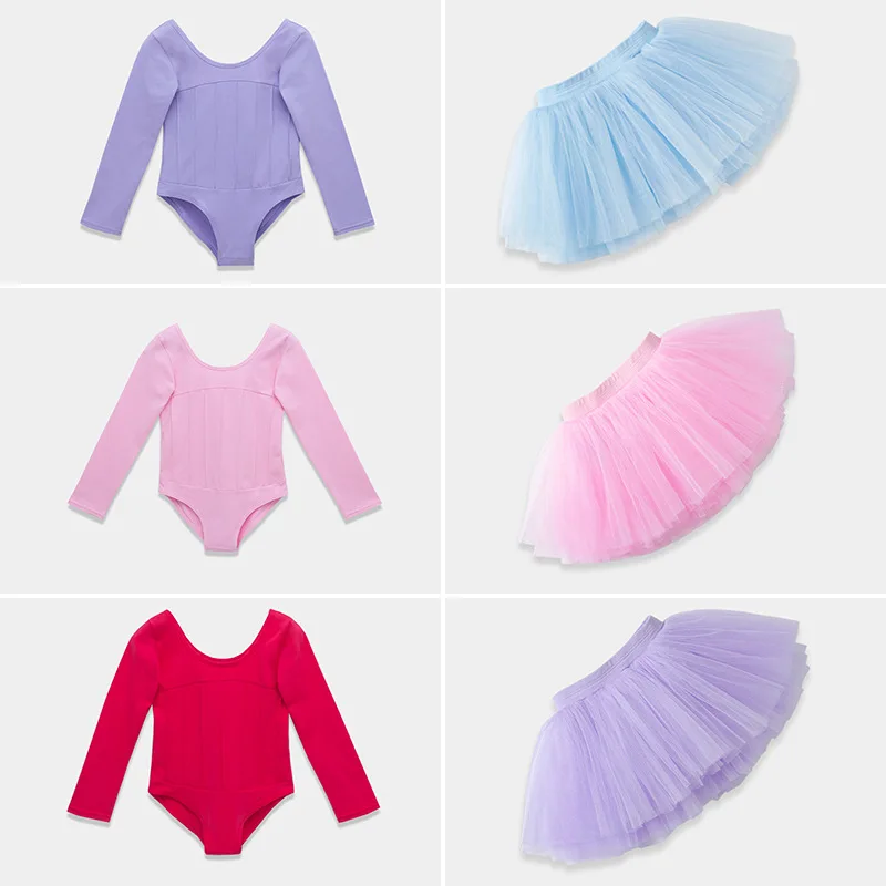 

Girls' ballet dance clothes short-sleeved children's training clothes in summer dance gauze skirt pink suit