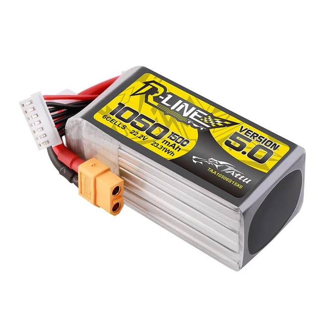 TATTU-R-LINE 5.0 150C 1050mAh 22.2V Lipo Battery With XT60 Plug For RC Helicopter Quadcopter FPV Racing Drone Parts 6S Battery 5
