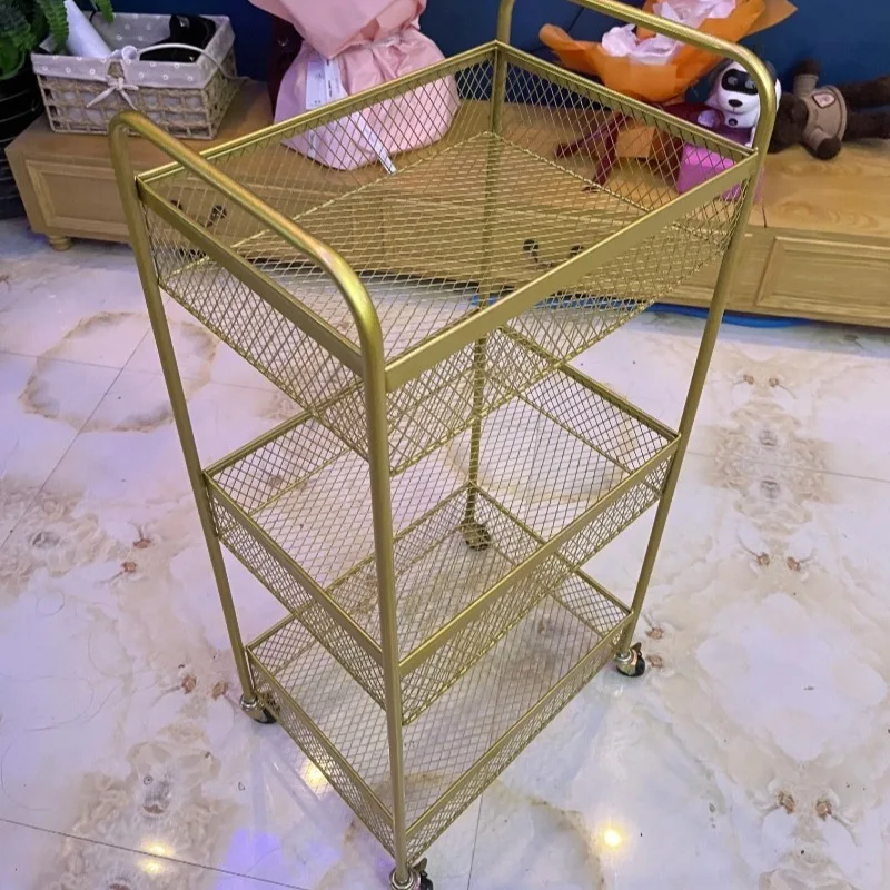 Beauty Cart Trolley Storage Rack Wheel Barber Shop Nail Salon Special Tool Cart Snack Storage Rack Bar for Kitchen Rolling