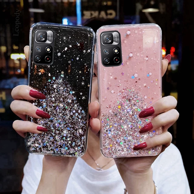 Funda de teléfono con purpurina brillante para Xiaomi Redmi Note