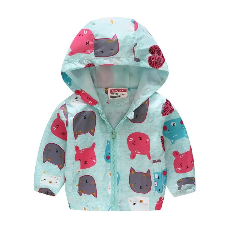 top Outerwear & Coats Rainbow Coats for Girls Full Sleeve Wind Outwear Spring Autumn Toddler Girls Clothing Animal Cartoon Jackets Children's Coat light green jacket