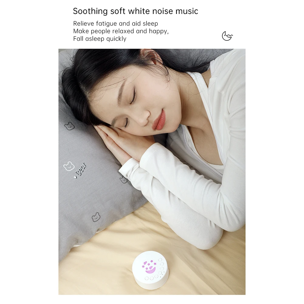 300mAh White Noise Machine 18 Soothing Sounds Baby Sleep Machine Built-in Rechargeable Battery Night Light Sleeping Relaxation